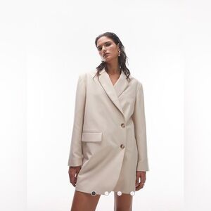ASOS Topshop Tailored Dad blazer dress in Beige Size 6 NWT